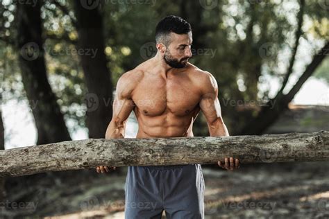 Man Doing Training Outdoor With Timber 14229412 Stock Photo At Vecteezy