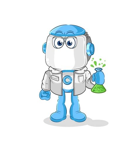 Premium Vector Humanoid Robot Scientist Character Cartoon Mascot Vector