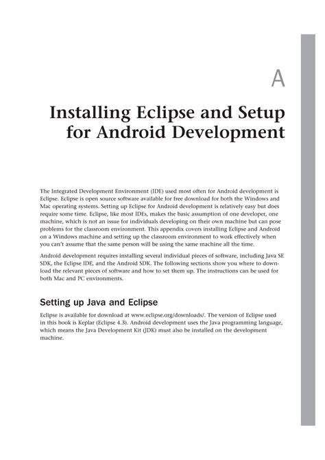 Appendix A Installing Eclipse And Setup For Android Development A