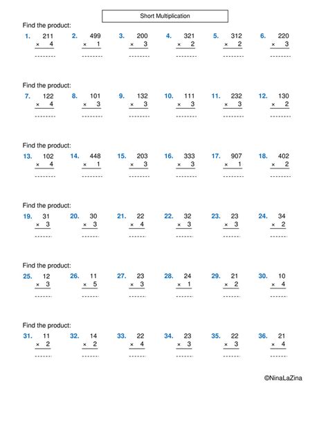 Year 6 Multiplication Worksheets