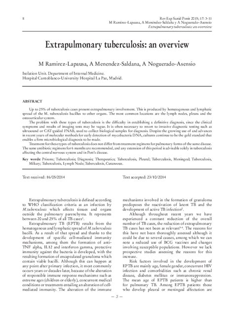 (PDF) Extrapulmonary Tuberculosis: Diagnosis and Treatment Overview