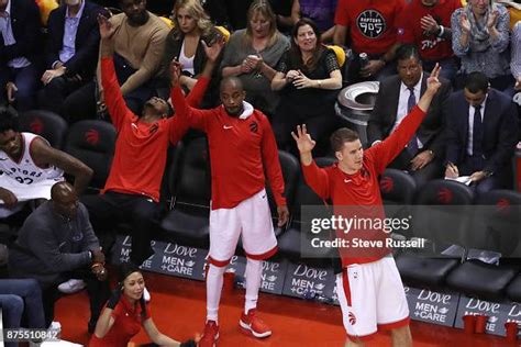 Toronto On November 17 The Raptors Bench Celebrates A Kyle Lowry