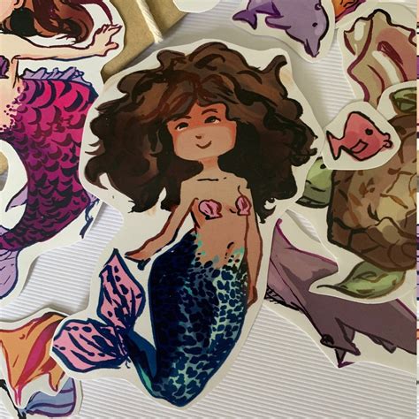 Mermaid Pack Of 15 Stickers Individual Mermaid Stickers Etsy