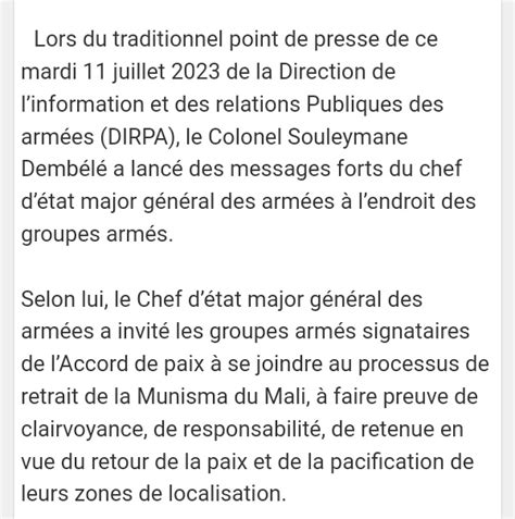 Larmes Des Pauvres On Twitter Mali Message Du Porte Parole Des