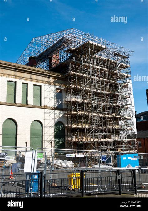 Scaffolding Around The Old Town Hall Oldham Greater Manchester Uk