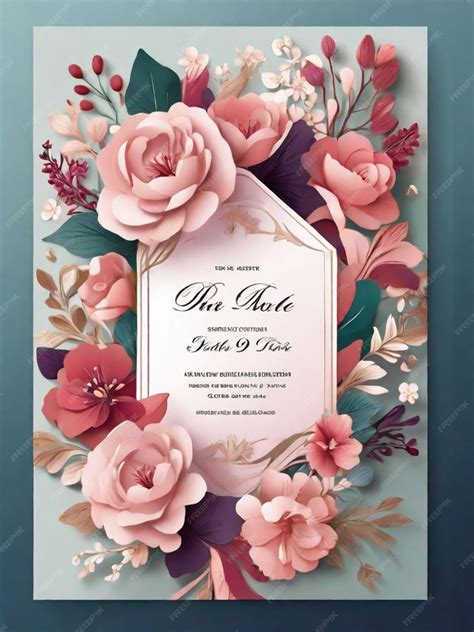 Premium Photo Floral And Luxurious Wedding Invitation Card Template