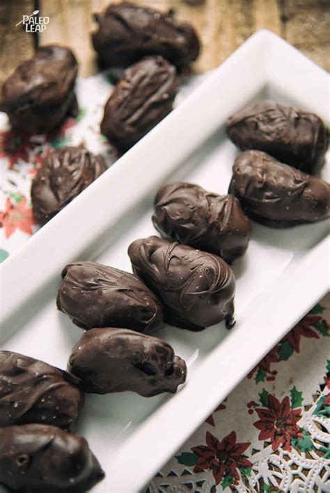 Chocolate Covered Almond Butter Stuffed Dates Recipe Paleo Leap