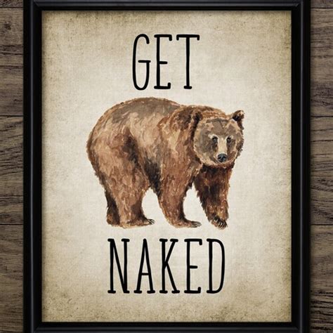 Get Bear Naked Wall Art Print Grizzly Bear Watercolor Etsy