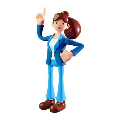 3d Girl Character Is Pointing Upwards 3d Girl 3d Character 3d Png