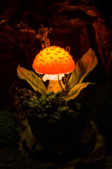 Mushroom Lamp Made To Order Mushroom Orange Mushroom Lamp Etsy