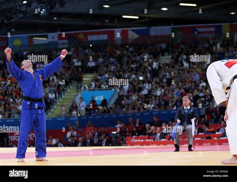 Germany S Judoka Ole Bischof L Celebrates After Winning Against