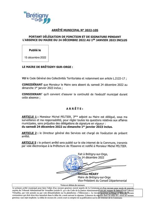 Calaméo Am 2022 105 Portant Délégation De Fonction Et De Signature