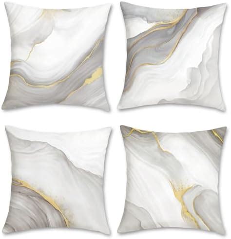 Bonhause Grey Gold Marble Cushion Covers 45 X 45 Cm Modern Abstract