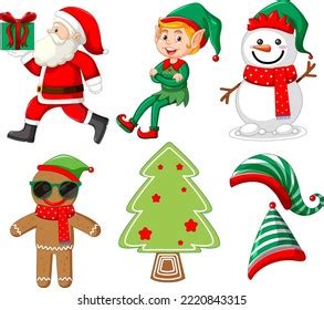 Set Christmas Elements Objects Illustration Stock Vector Royalty Free