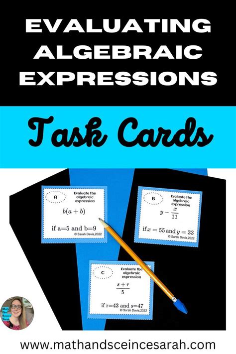 Evaluate Algebraic Expressions W Substitution Method Task Cards