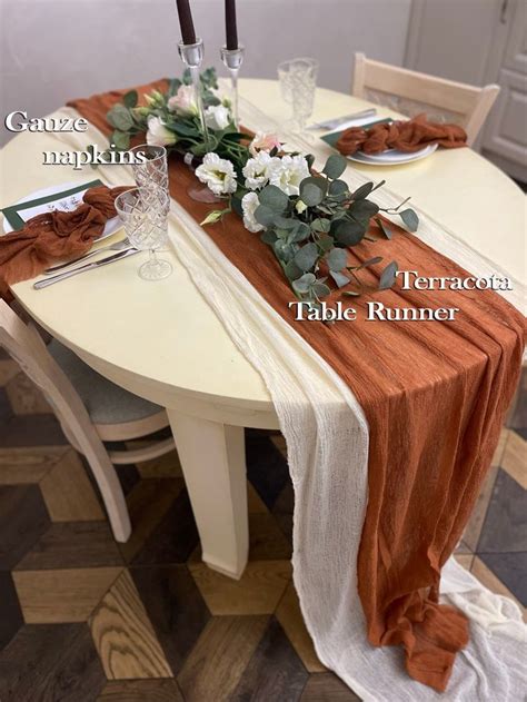 Terracotta Cheese Cloth Runner Terracotta Wedding Table Runner Boho