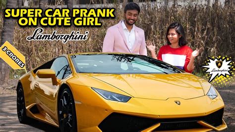 Giving Ride In LAMBORGHINI Prank On Cute Girl Kovai Kusumbu