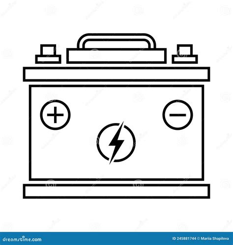 Car Battery Outline Icon Vector Illustration Stock Vector