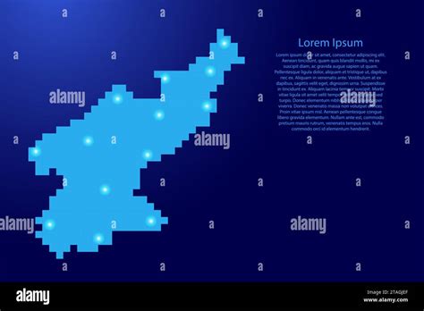 Mapa De Corea Del Norte Silueta De P Xeles Cuadrados Azules Y Estrellas