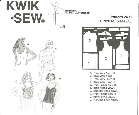 Kwik Sew 2498 Sewing Pattern Misses Camisoles Tank Tops Size Xs S M L Xl Used On Ebid United