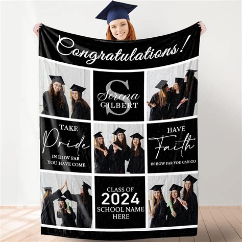 Amazon Perstudio Custom Graduation Blanket With Pictures Congrats