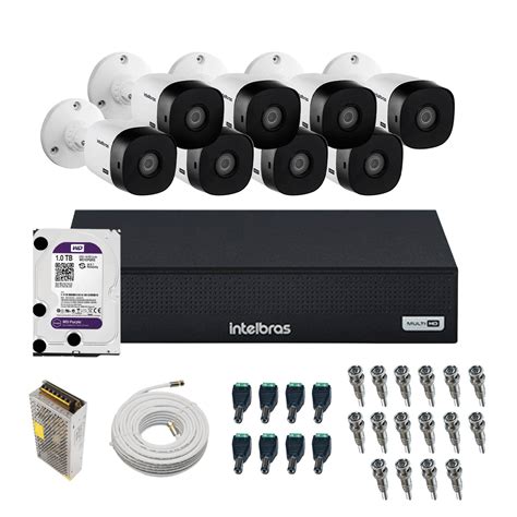 Kit 8 câmeras Bullet 720p VHC 1120 B DVR Gravador de Vídeo MHDX 1008