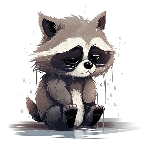 Premium Ai Image A Raccoon Crying Vector