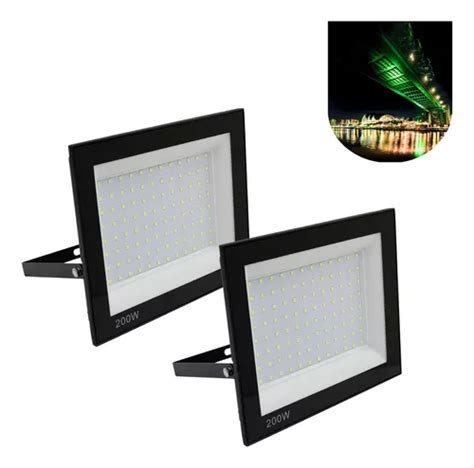 Kit Refletor Led Holofote W Ip Bivolt Forte Luz Verde Carca A