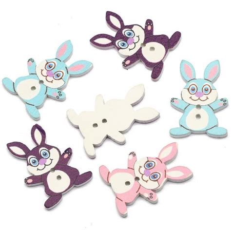 Cuture Bouton Dessins Anim S Mixtes Lapin Trous Boutons En Bois