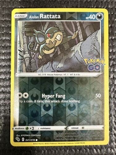 Alolan Rattata Pokemon Go Reverse Holo Common Card Ebay