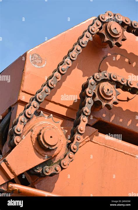 Chain Drive Of An Old Mobile Crane Vehicle Stock Photo Alamy