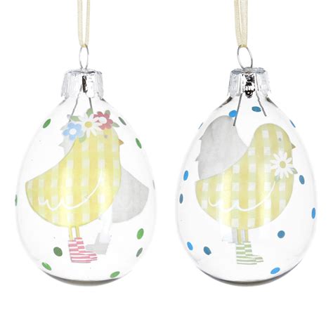 Gisela Graham Spotted Chicken Egg Easter Decorations Ts