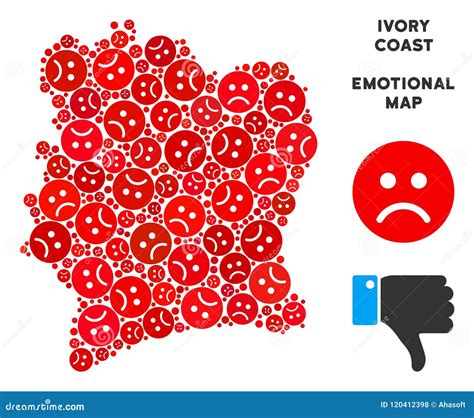 Vector Pitiful Ivory Coast Map Collage Of Sad Smileys CartoonDealer