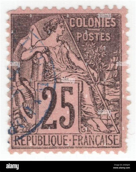 French Colonies An Centimes Black On Rose Postage Stamp