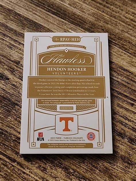 Panini Flawless Collegiate Hendon Hooker Sapphire Rookie Patch