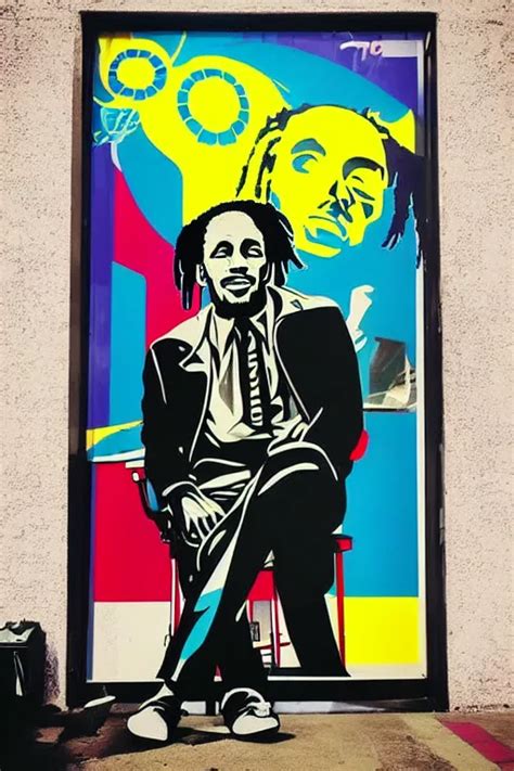 Bob Marley Sittin In Front Of Barber Shop Pop Art Stable