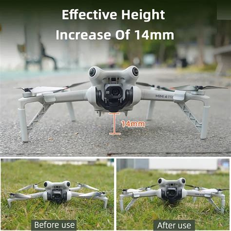 For DJI Mini 4 Pro Drone BRDRC Landing Gear Increased Height Leg Gray