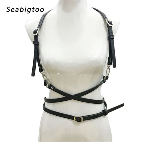 Fashion Punk Harajuku O Ring Garters Faux Leather Body Bondage Cage Sculpting Harness Waist