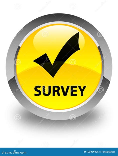 Survey Validate Icon Glossy Yellow Round Button Stock Illustration