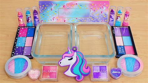 Unicorn Slime ASMR Mixing Makeup Eyeshadow Into Satisfying Slime YouTube