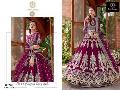 Ziaaz Design Pakistani Suit Georgette Heavy Embroidered Semi Stitched