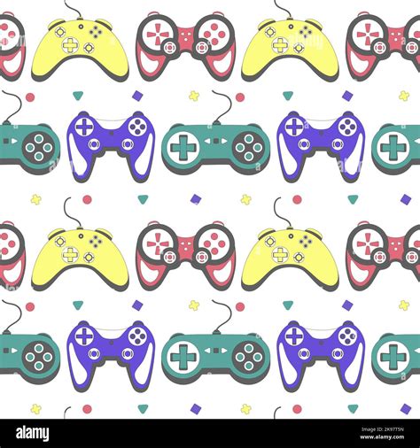 Seamless Pattern Gamepad In Retro Style Game Controller Vector