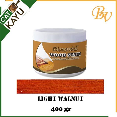 Jual Coating Kayu Biovarnish Wood Stain 400g Warna Light Walnut Pernis