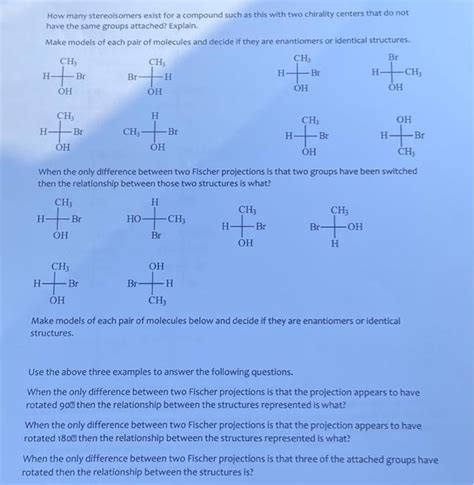 Solved How Many Stereoisomers Exist For A Compound Such As Chegg