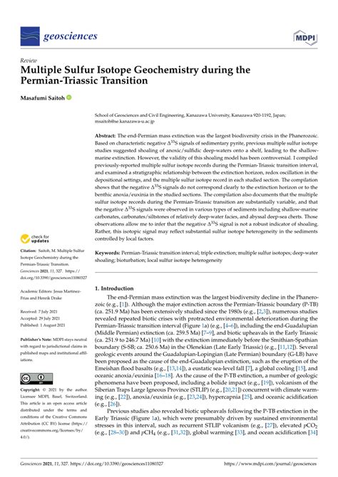 (PDF) Multiple Sulfur Isotope Geochemistry during the Permian-Triassic ...