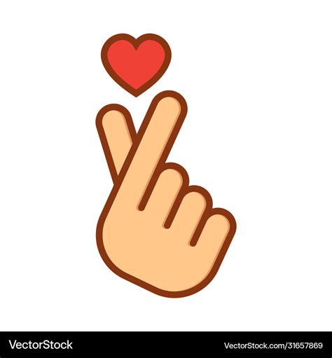 Korean Love Sign Hand Folded Into A Heart Symbol Vector Image