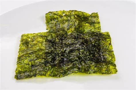 Nori Chips On A White Ceramic Plate Seaweed Sheets Stock Image Image