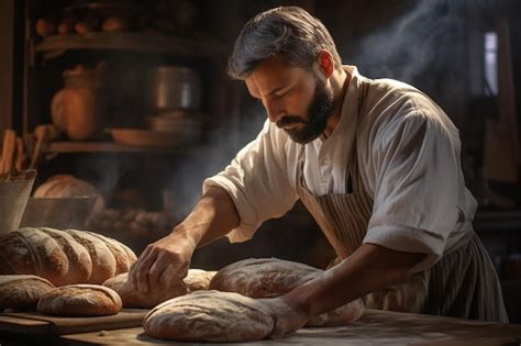 Premium Photo Artisanal Breadmaking Workshop With A Baker Generative Ai