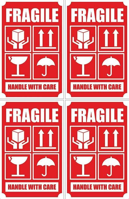 Blackdreams White Red Paper Fragile Handle With Care Sticker 3 X 2 Inch Pack Of 100 Jiomart