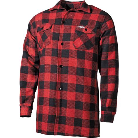 Fox Outdoor Lumberjack Shirt Flannel Mens Hunting Hiking Red Black ...